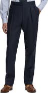 Ralph Lauren Purple Label Gregory Pleated Glen Plaid Linen & Silk Trousers