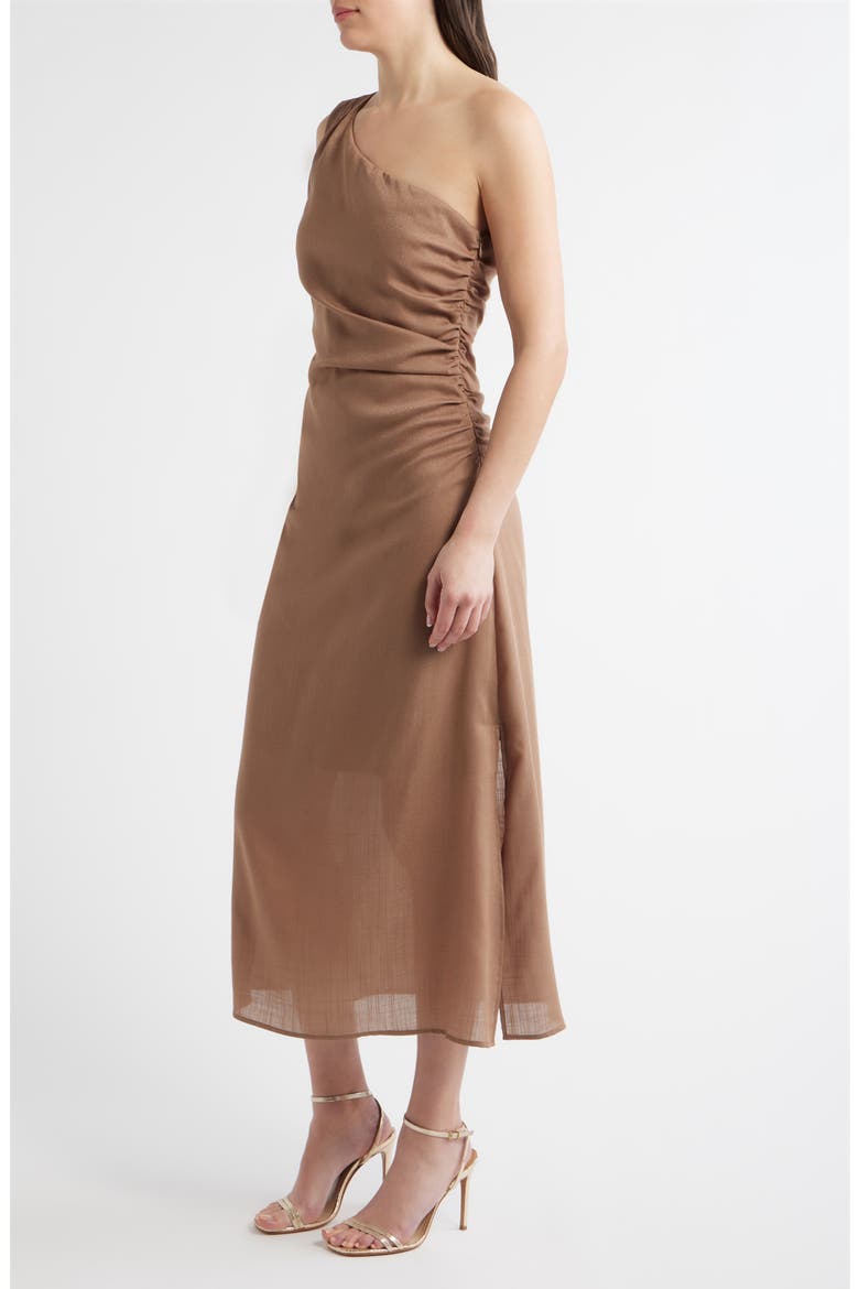 One-Shoulder Dress, Alternate, color, MOCHA