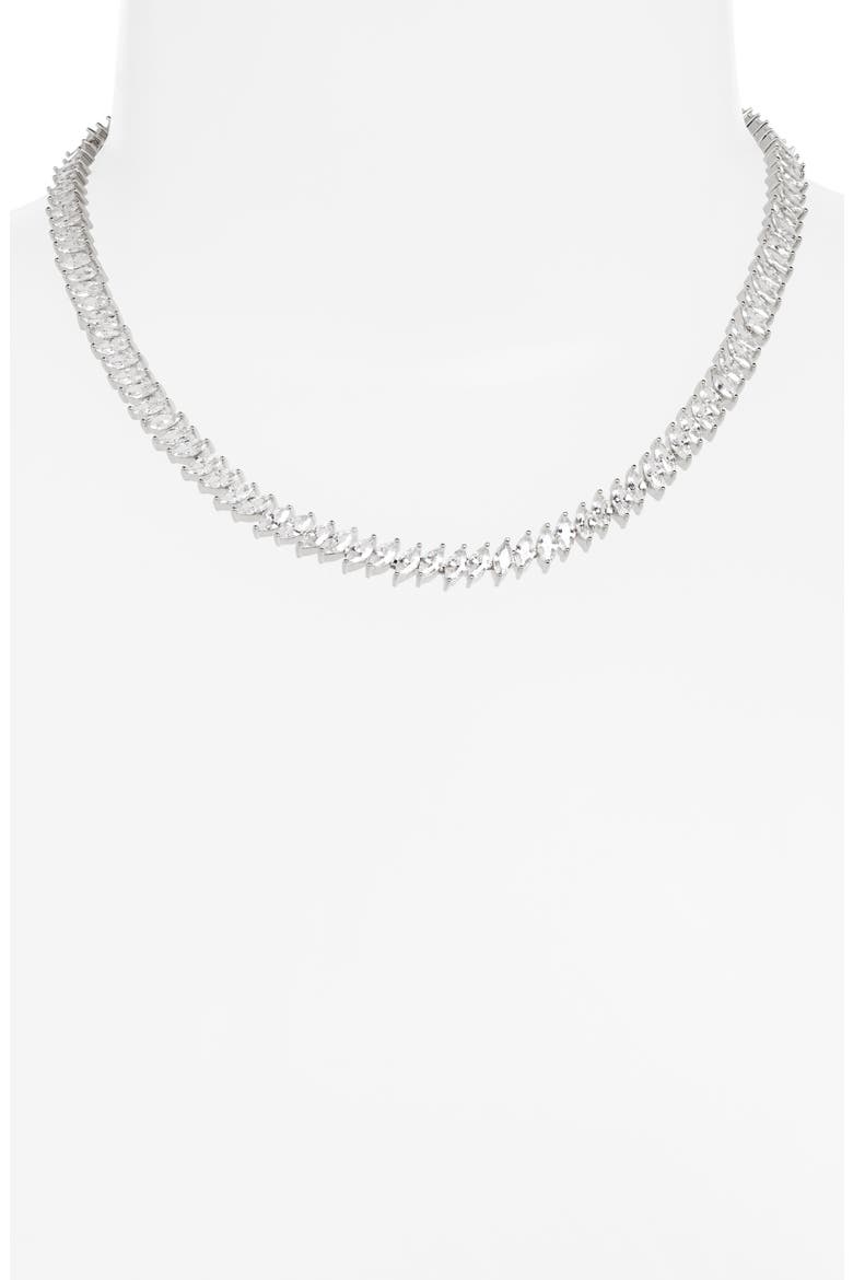 Marquise Cubic Zirconia Eternity Necklace, Alternate, color, CLEAR- SILVER