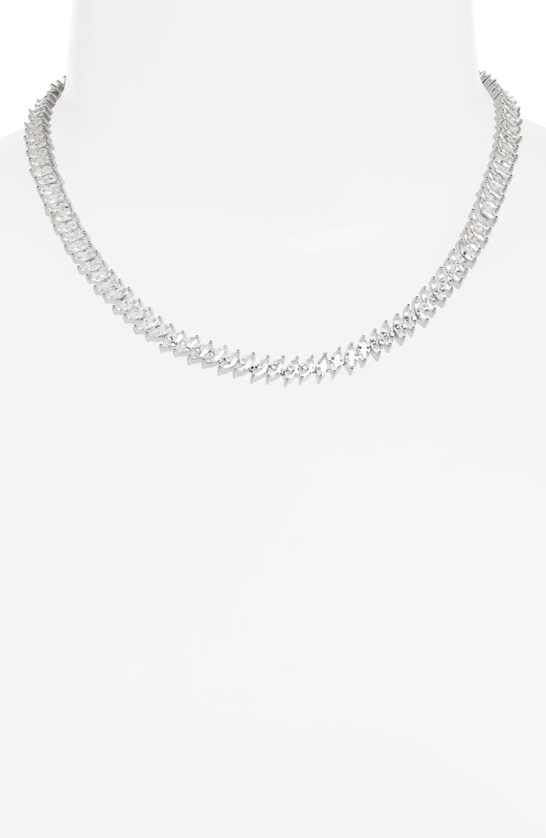 Nordstrom Marquise Cubic Zirconia Eternity Necklace, Alternate, color, Clear- Silver