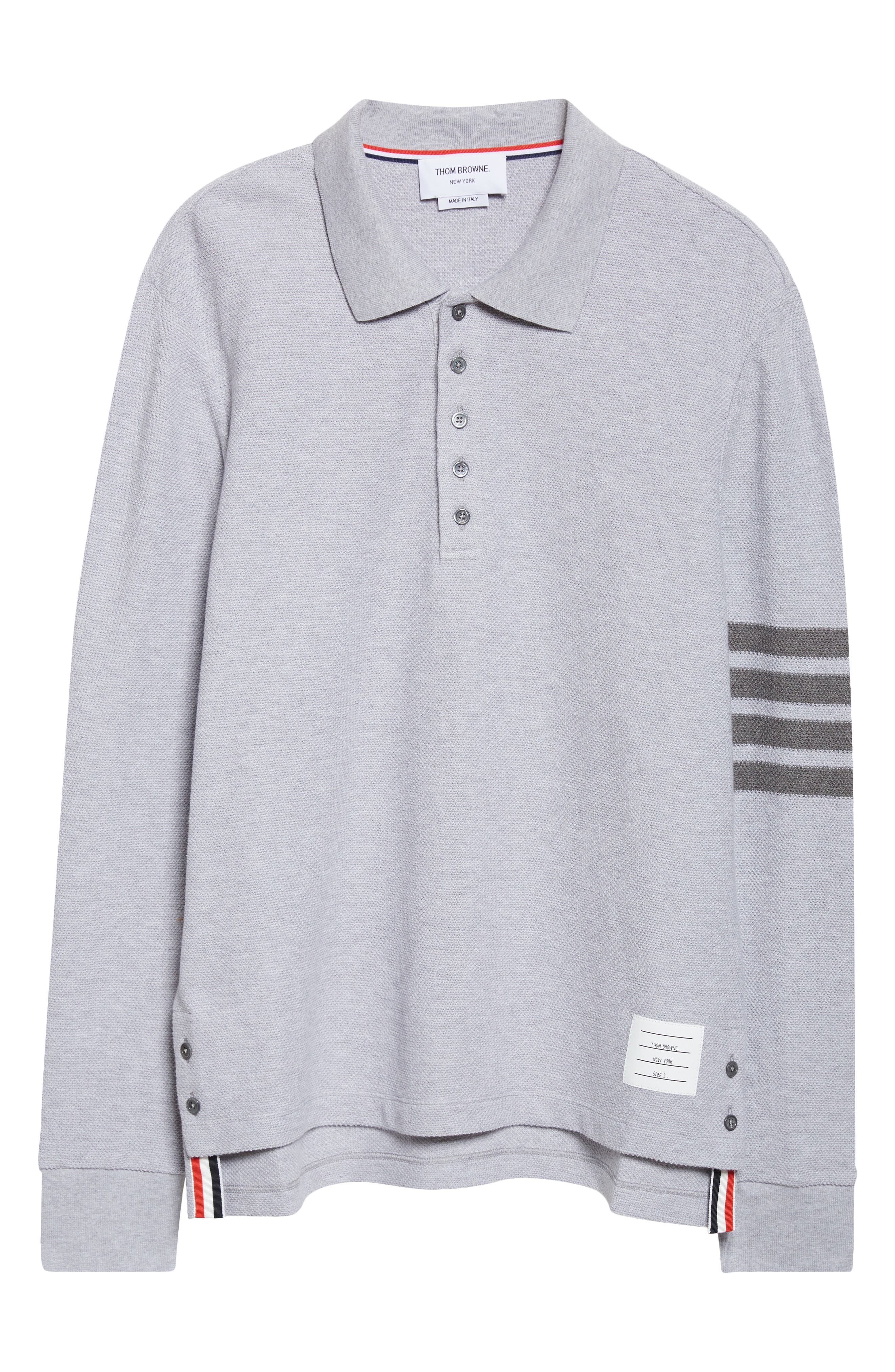 4-Bar Long Sleeve Cotton Piqué Polo (Men) | Nordstrom