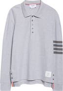 Thom Browne 4-Bar Long Sleeve Cotton Piqué Polo