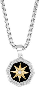 EFFY Mixed Metal Onyx & Sapphire Pendant Necklace