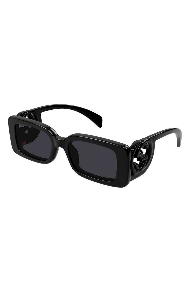 Gucci 54mm Rectangular Sunglasses, Alternate, color, Black