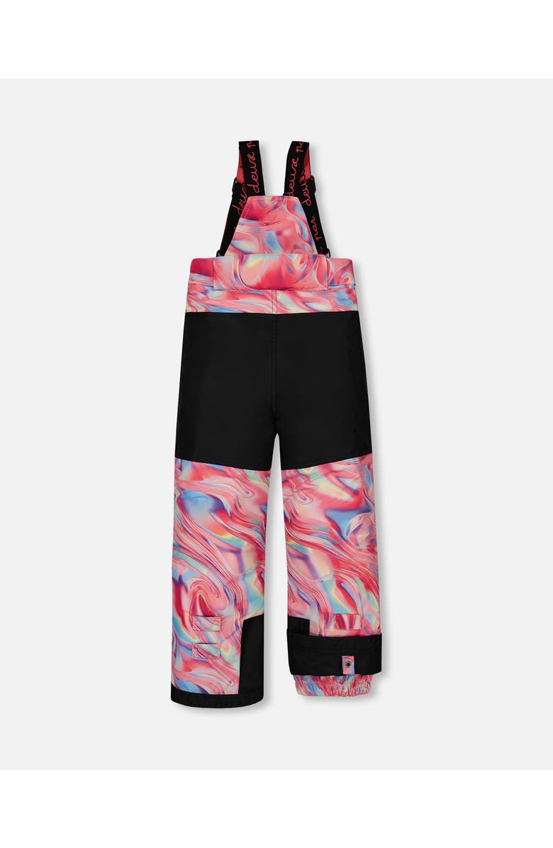 Deux par Deux Girl's Two Piece Snowsuit Colorblock Coral And Air Blue With Printed Marble, Alternate, color, 