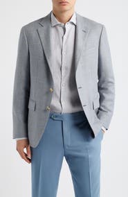 Canali Kei Trim Fit Grey Glen Check Silk & Wool Sport Coat