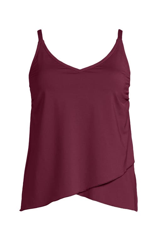 Lands' End Tulip Hem Tankini Top In Burgundy