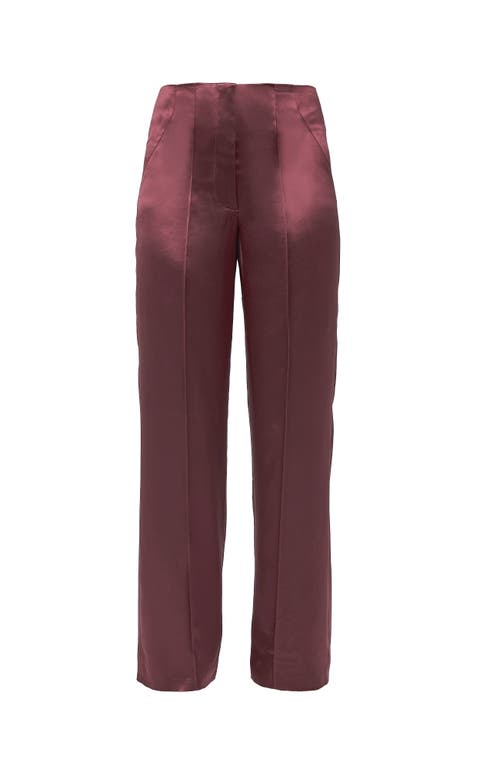 As By Df Collins Satin Trousers In Decadent Wine