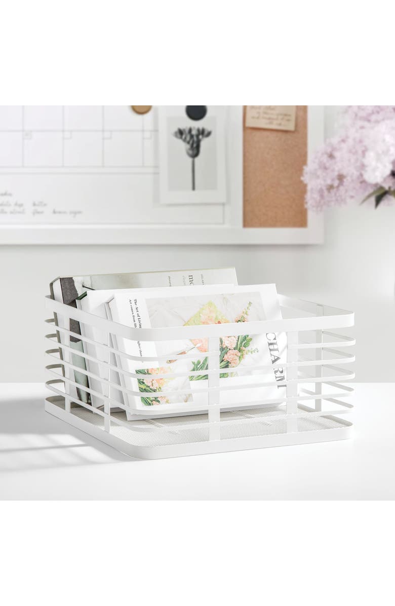 mDesign Metal Pantry Basket with Handles - Set of 2 - Matte White, Alternate, color, Matte White