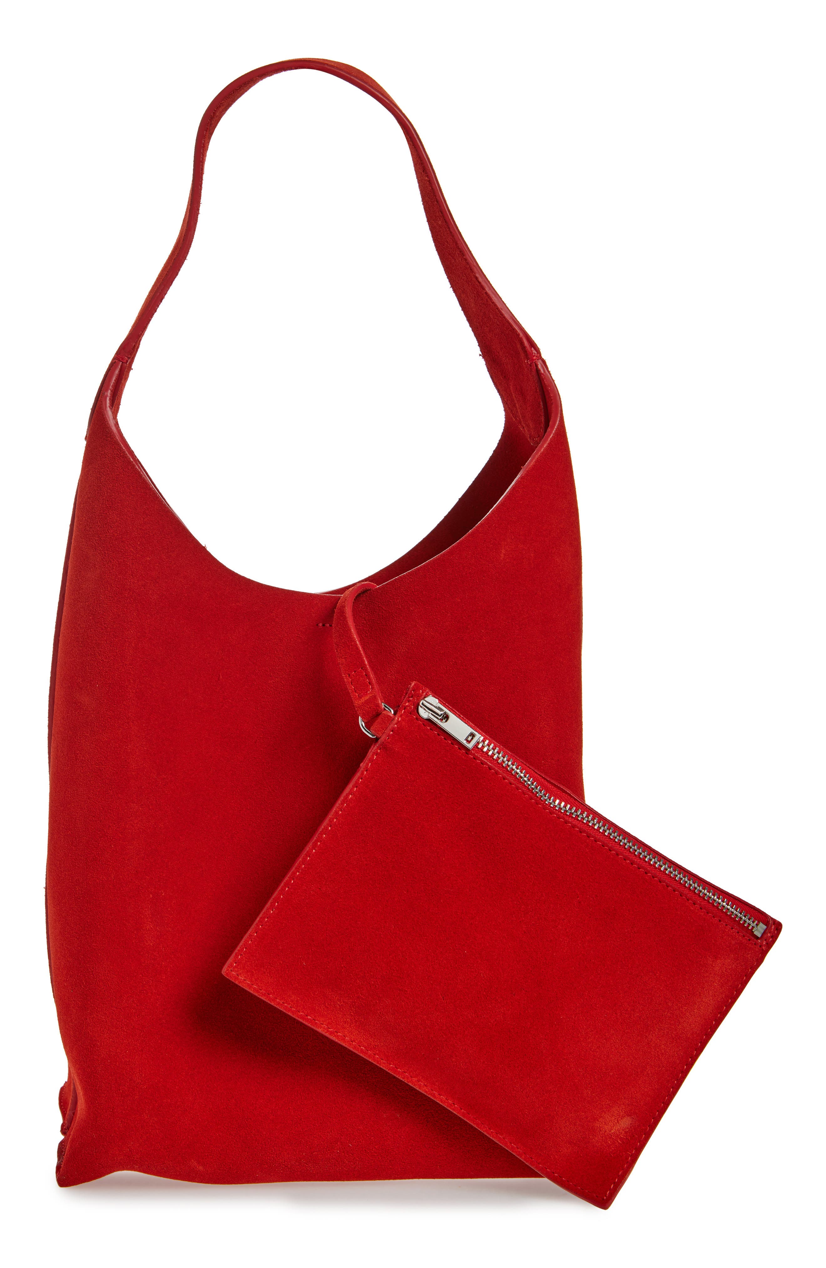 COS Serif Suede Tote with Attached Zip Pouch, Alternate, color, 