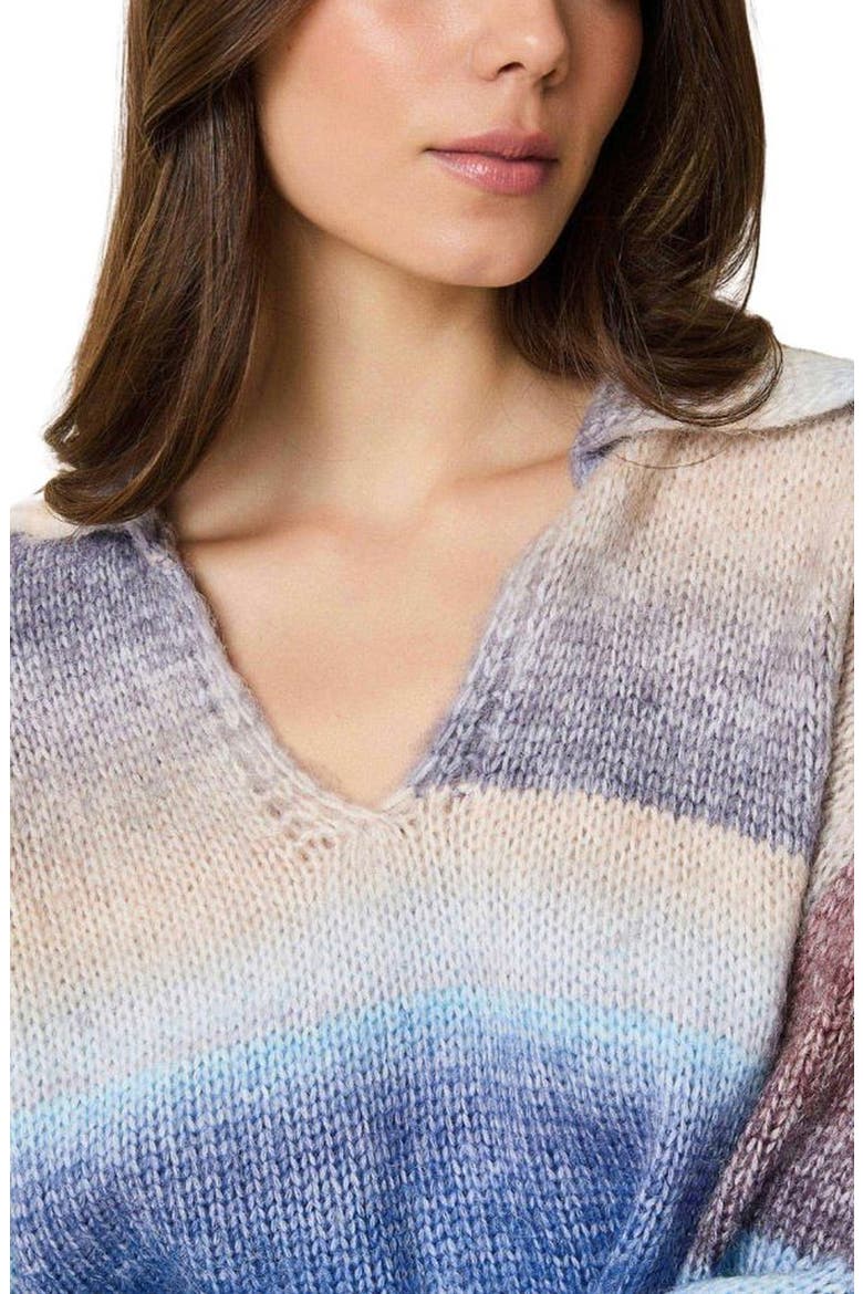 The Lola Ombré Stripe Sweater, Alternate, color, TWILIGHT / RAISIN BROWN
