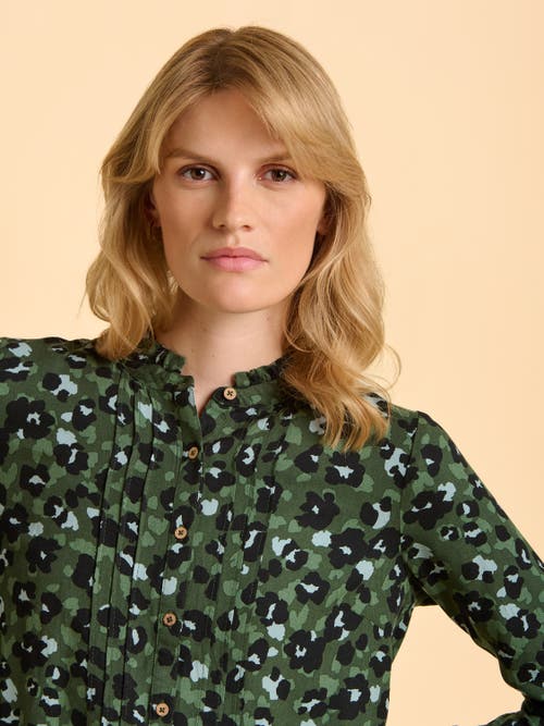 Brakeburn Mylla Long Sleeve Leopard Print Shirt In Green