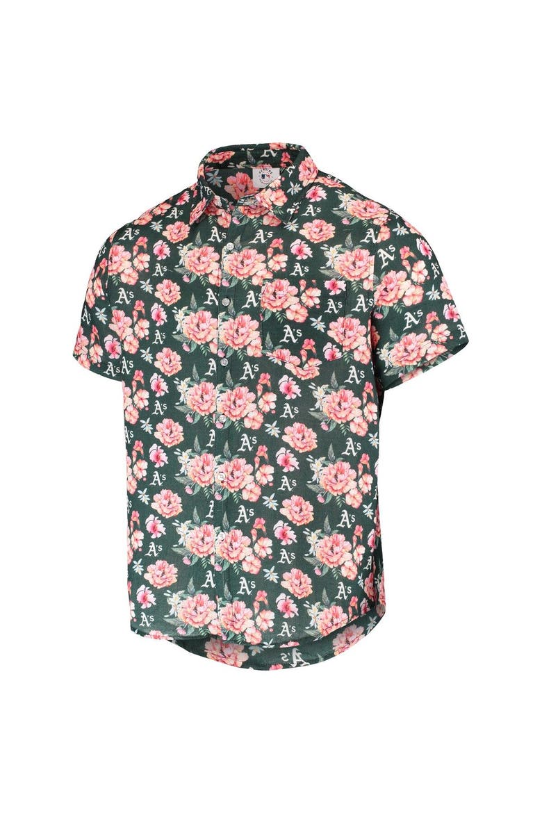 Men's FOCO Green Oakland Athletics Floral Linen Button-Up Shirt, Alternate, color, Green