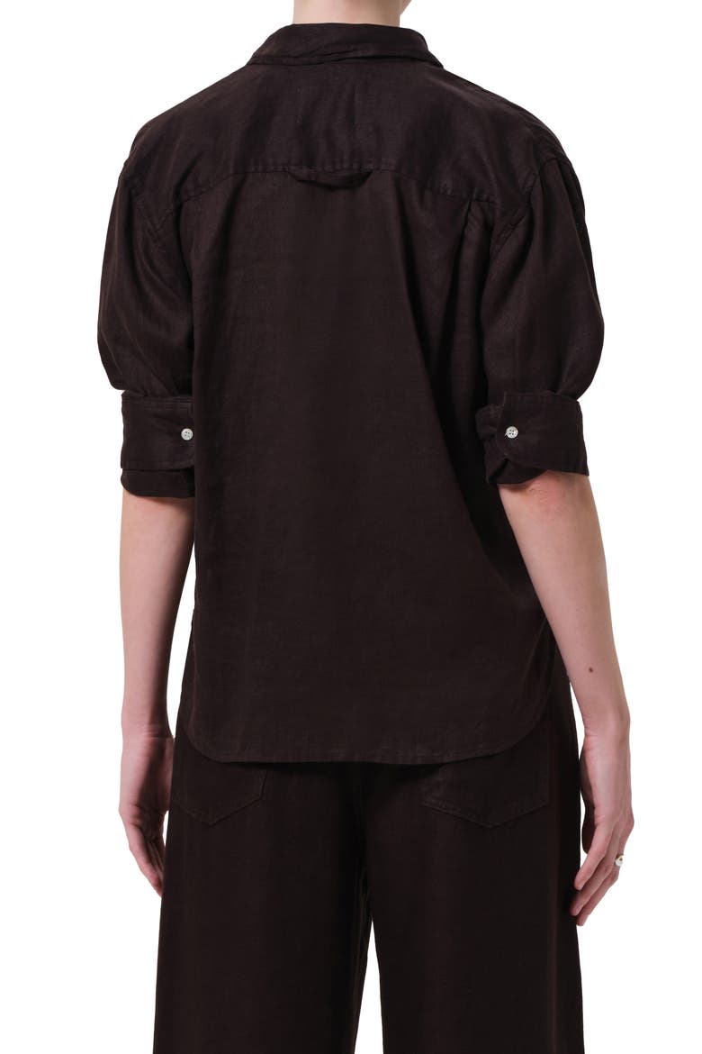 Kayla Button-Up Linen Shirt, Alternate, color, CHOCOLATE