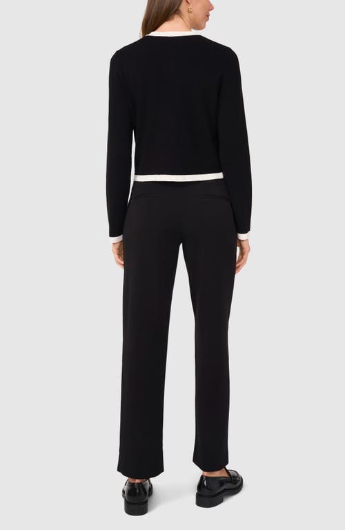 Halogenr Halogen(r) Contrast Trim Cardigan In Rich Black