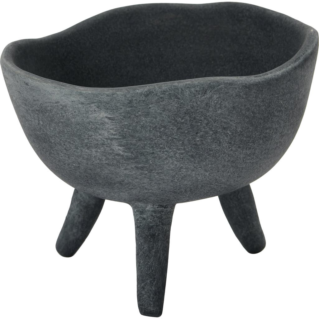 Storied Home Boho Terracotta Footed Bowl, Slate Grey In Black