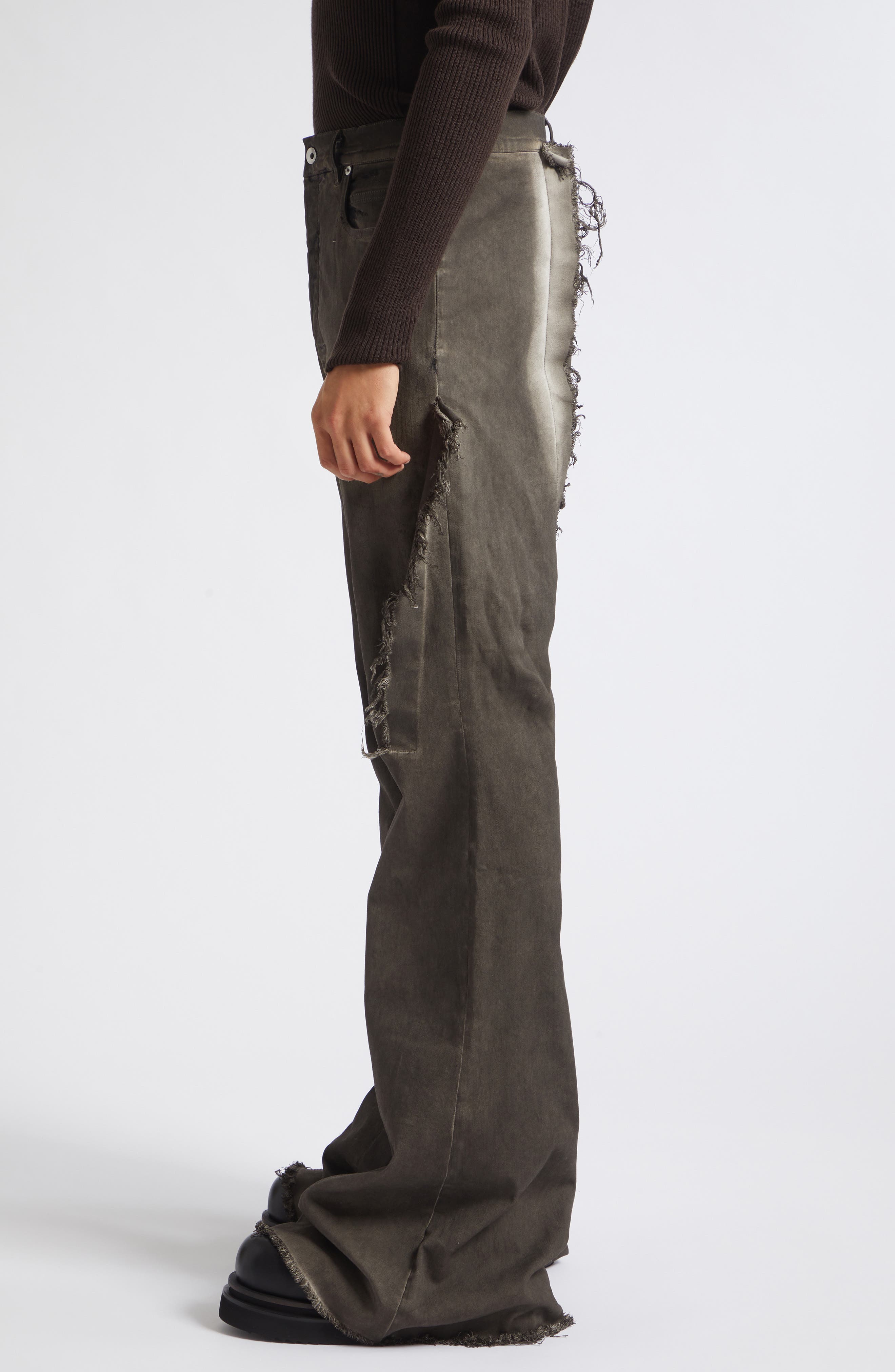 Rick Owens Bolan Distressed Bootcut Jeans (Men) | Nordstrom