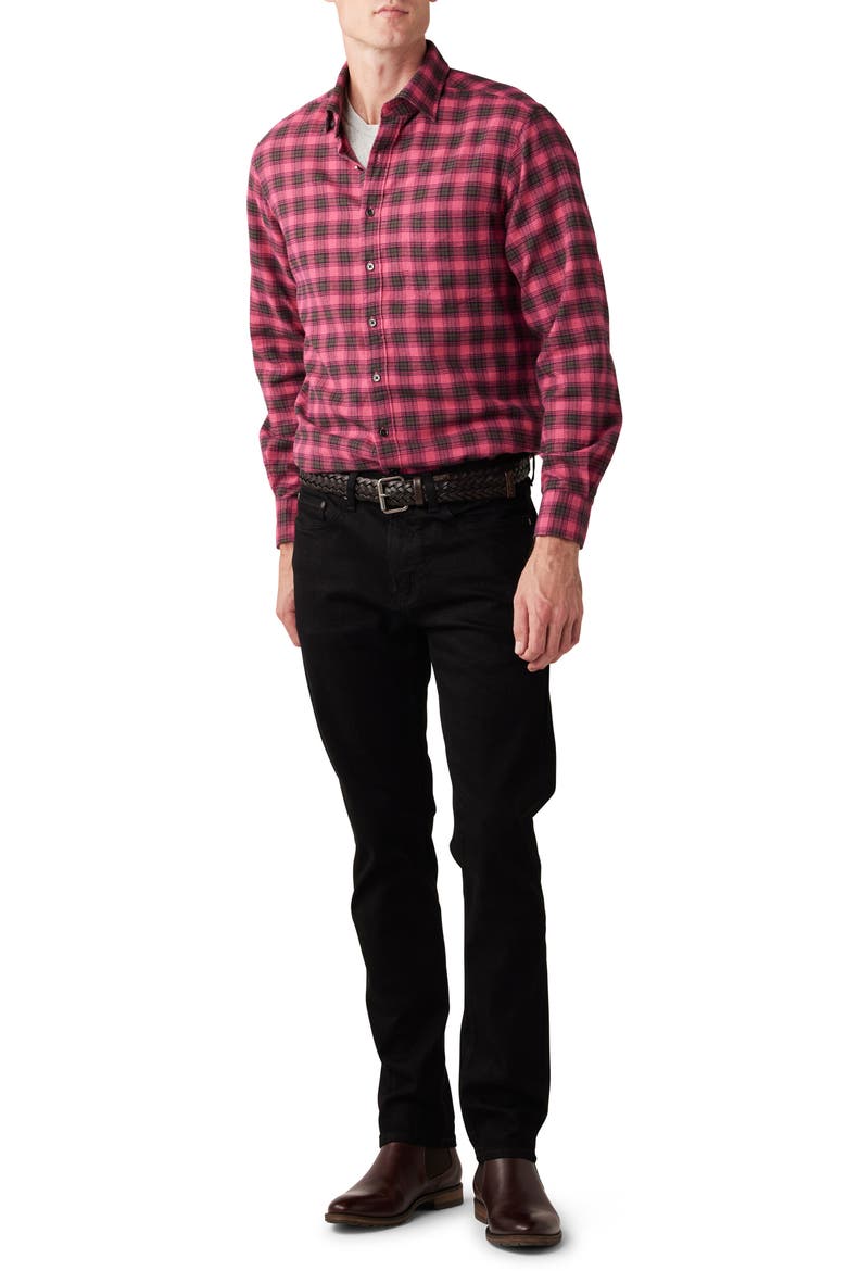 Radbrook Sports Fit Plaid Flannel Button-Up Shirt, Alternate, color, BUBBLEGUM