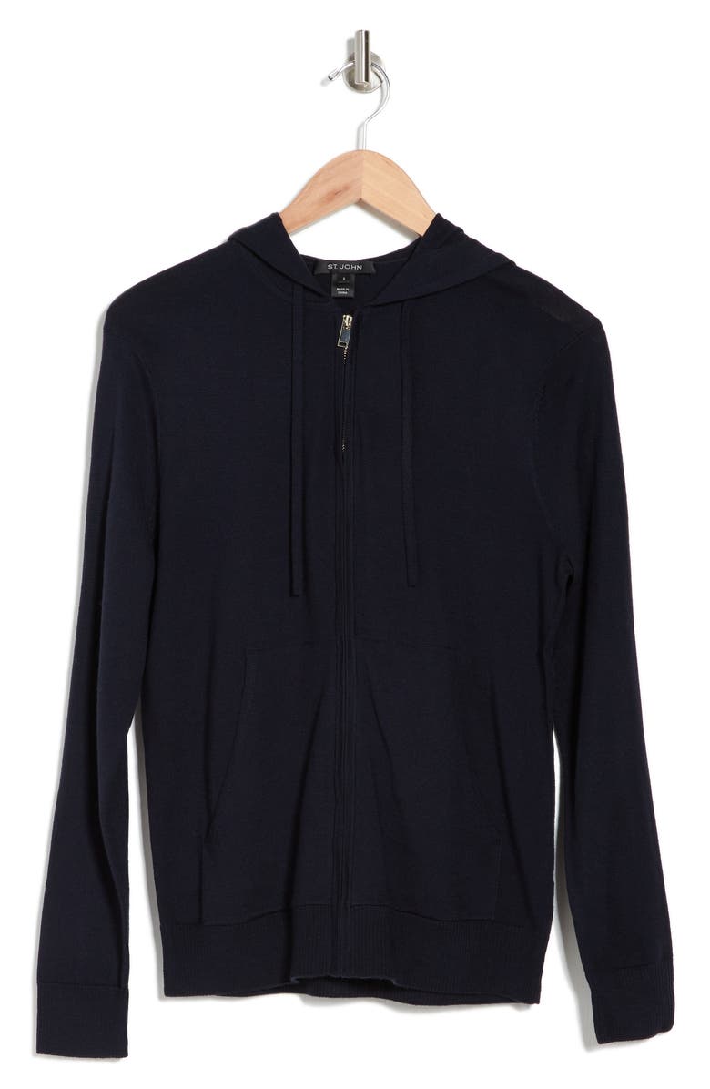 St. John Collection Wool Blend Hooded Zip Jacket, Alternate, color,