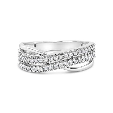 10K White Gold 1/2 Cttw Princess Diamond Split Shank Band Ring
