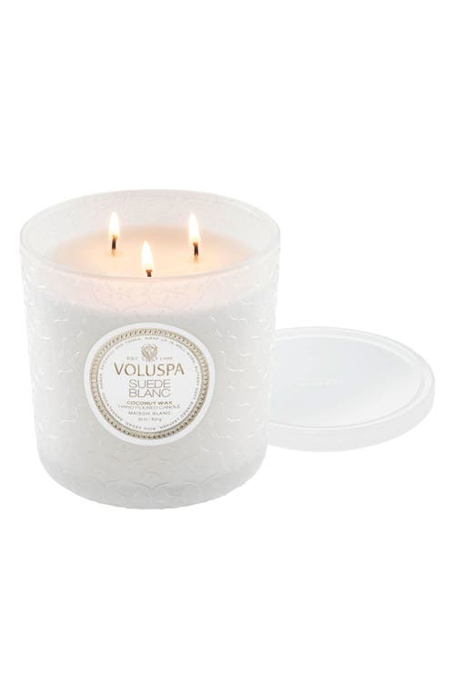 Voluspa Suede Blanc Boxed Luxe Candle In White