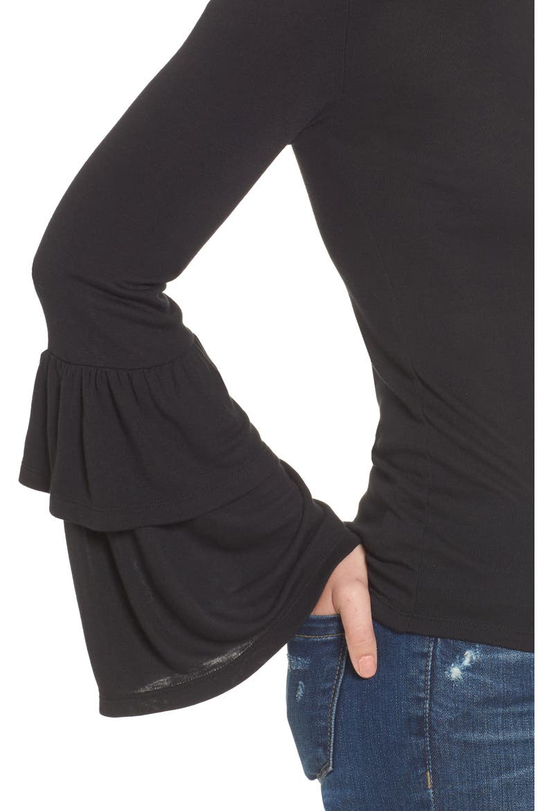 Bell Sleeve Top, Alternate, color, BLACK