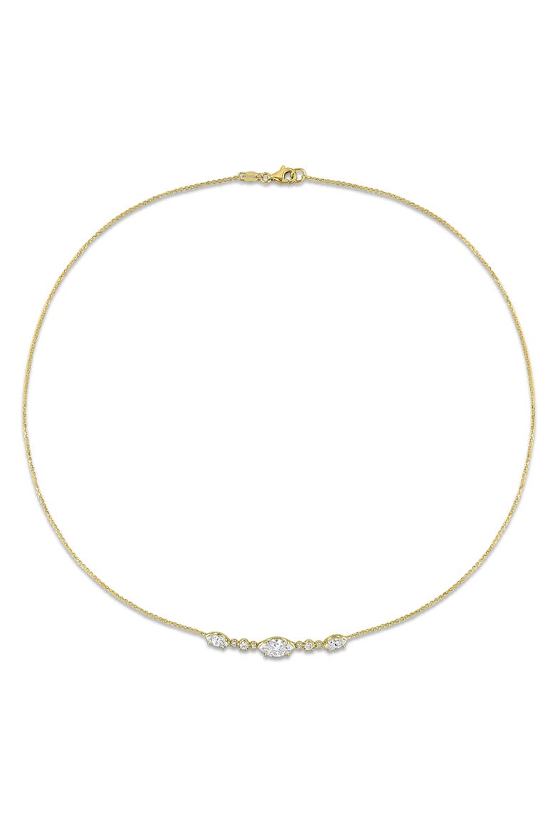 Lab-Grown Diamond Marquise Necklace 14K, Alternate, color, Yellow Gold