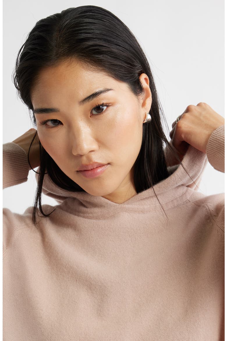 Cashmere Sweater Hoodie, Alternate, color, TAN MEMOIR