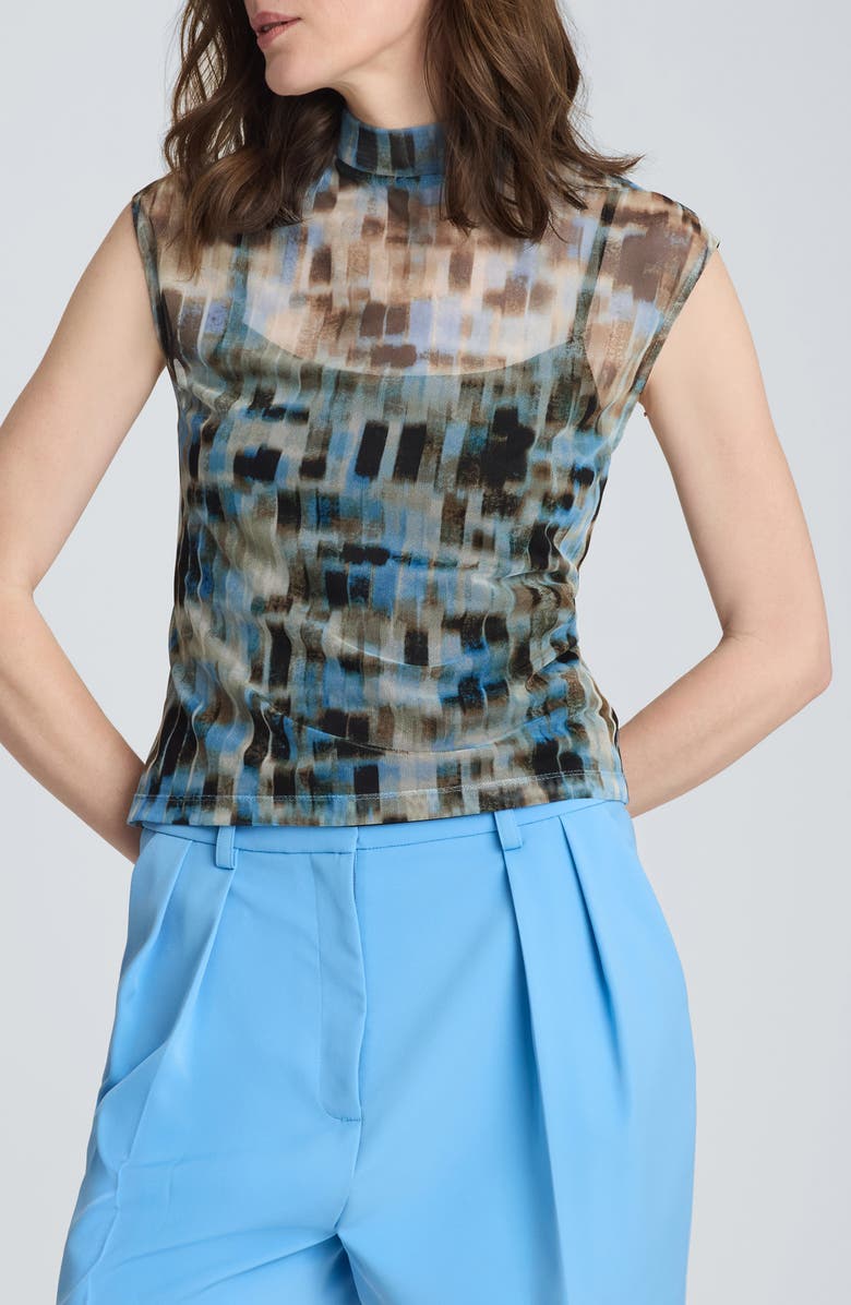 Kenneth Cole Mock Neck Cap Sleeve Top, Main, color, 