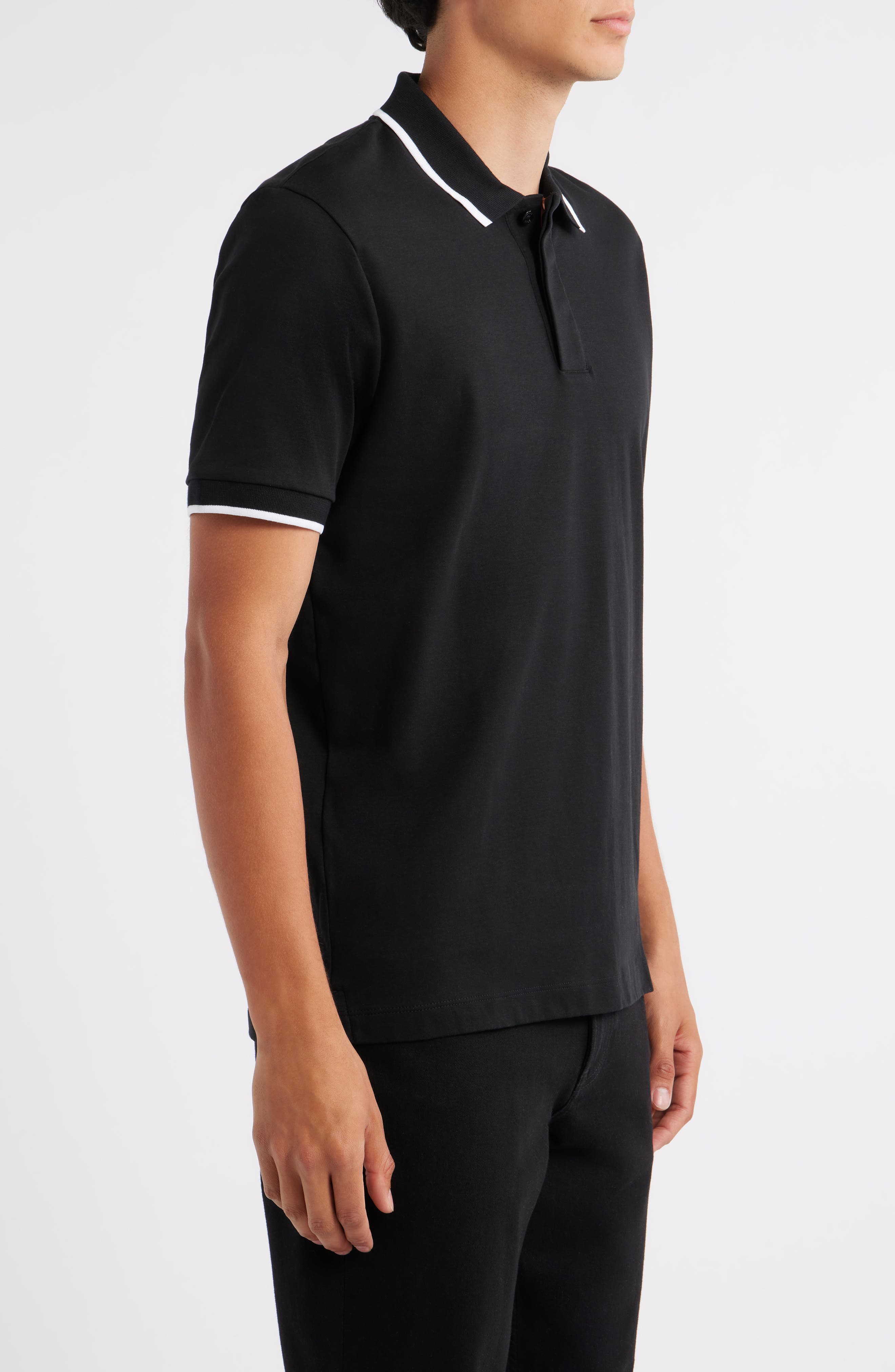 Мужские BOSS Parlay Tipped Cotton Polo — фото 3