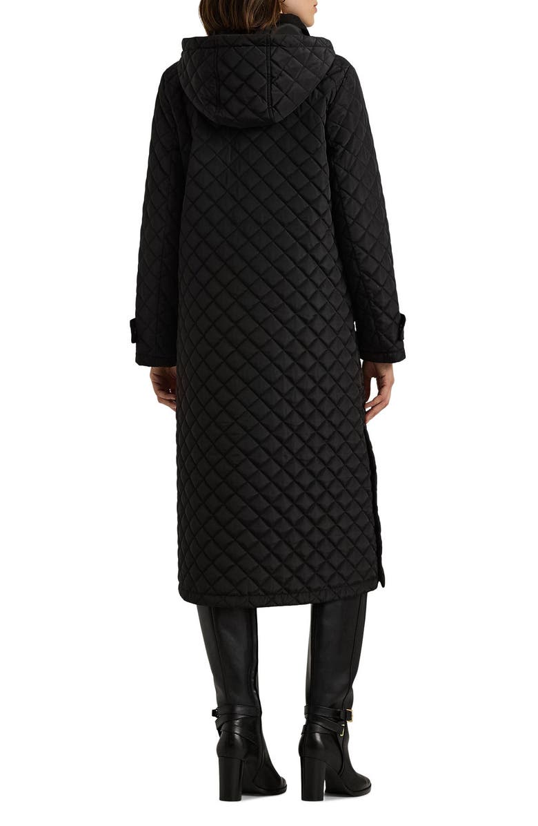 Lauren Ralph Lauren Quilted Hooded Long Coat, Alternate, color, Black