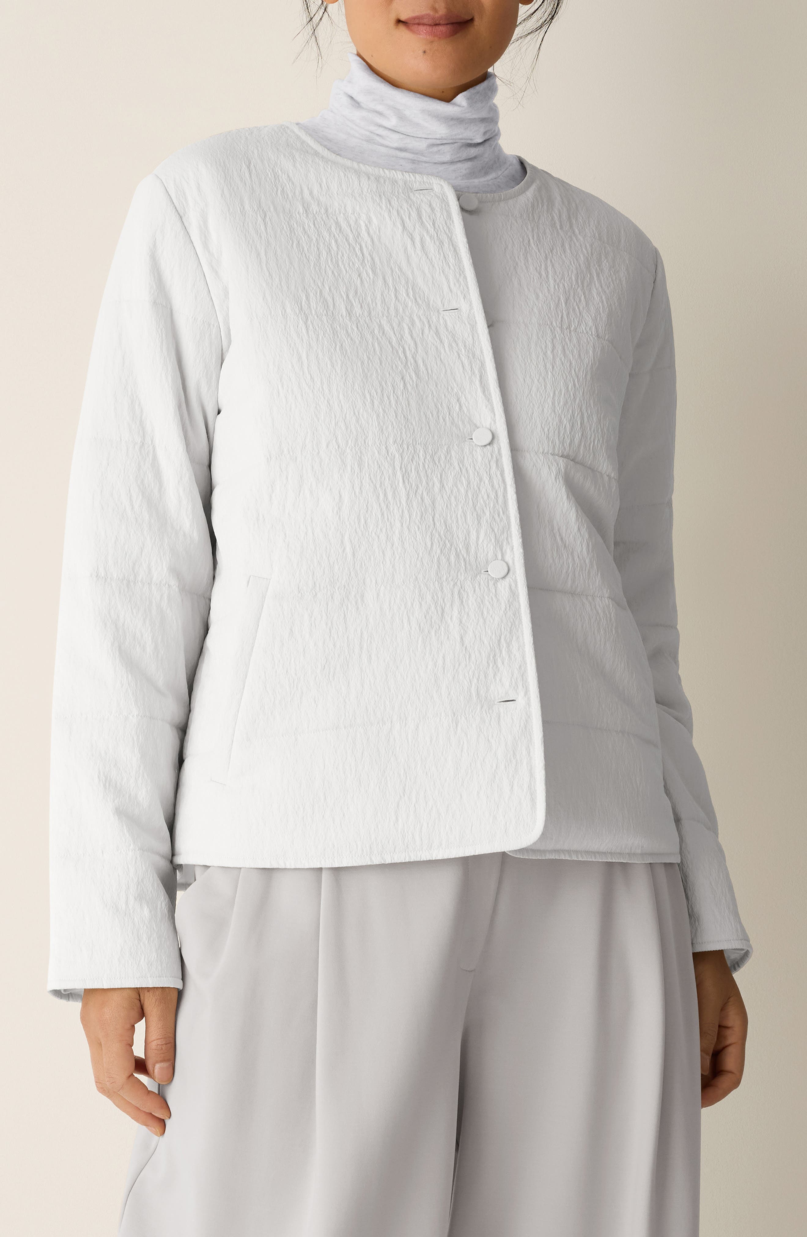 Round Neck Quilted Jacket