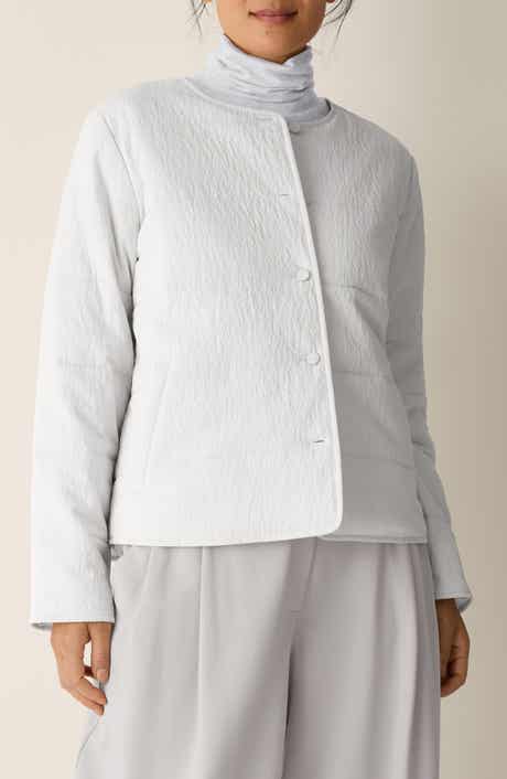 Eileen Fisher Round Neck Quilted Jacket
