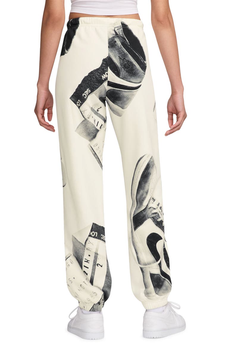 Brooklyn Fleece Print Sweatpants, Alternate, color, SAIL/ BLACK