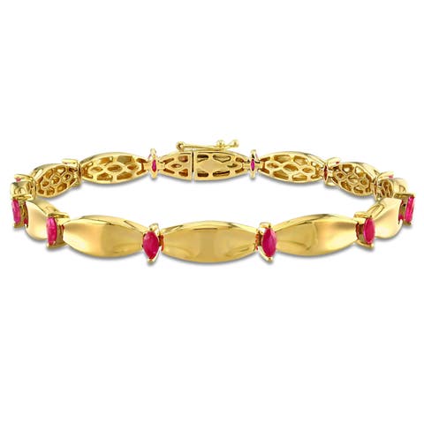 Precious Gems Station Bracelet 10k Gold