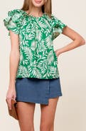 FLYING TOMATO Flutter Sleeve Woven Top