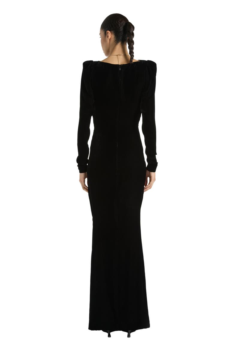 Long Velvet and Lace Dress, Alternate, color, black