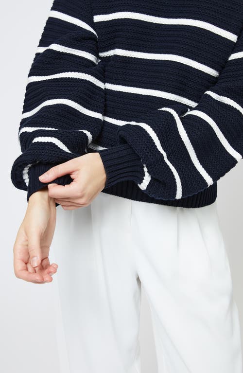 French Connection Lily Mozart Stripe Sweater In Navy Summer White