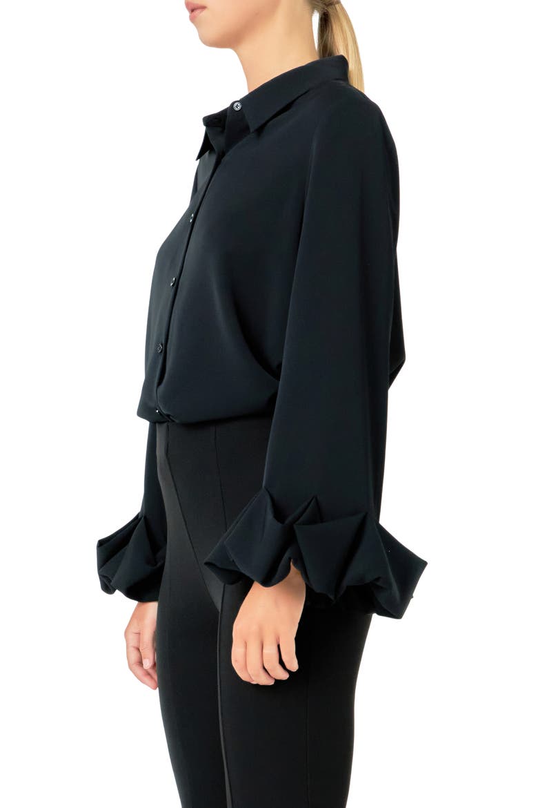 Bubble Cuff Shirt, Alternate, color, BLACK