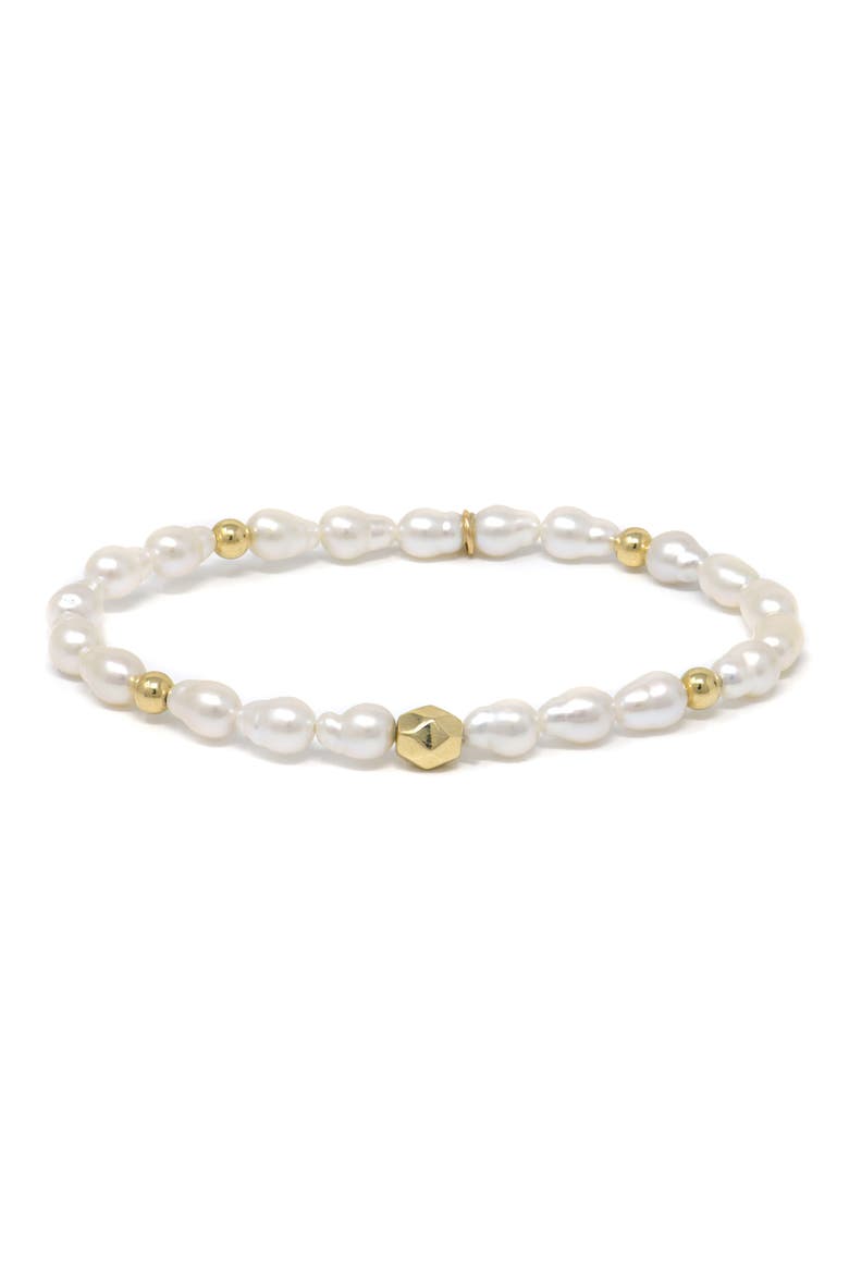 Boheme White Rice Pearl Bracelet, Main, color, PEARL/ 14K YELLOW GOLD