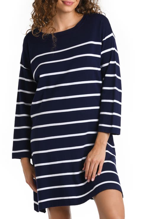 Stripe Boat Neck Cover-Up Tunic