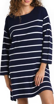 La Blanca Stripe Boat Neck Cover-Up Tunic