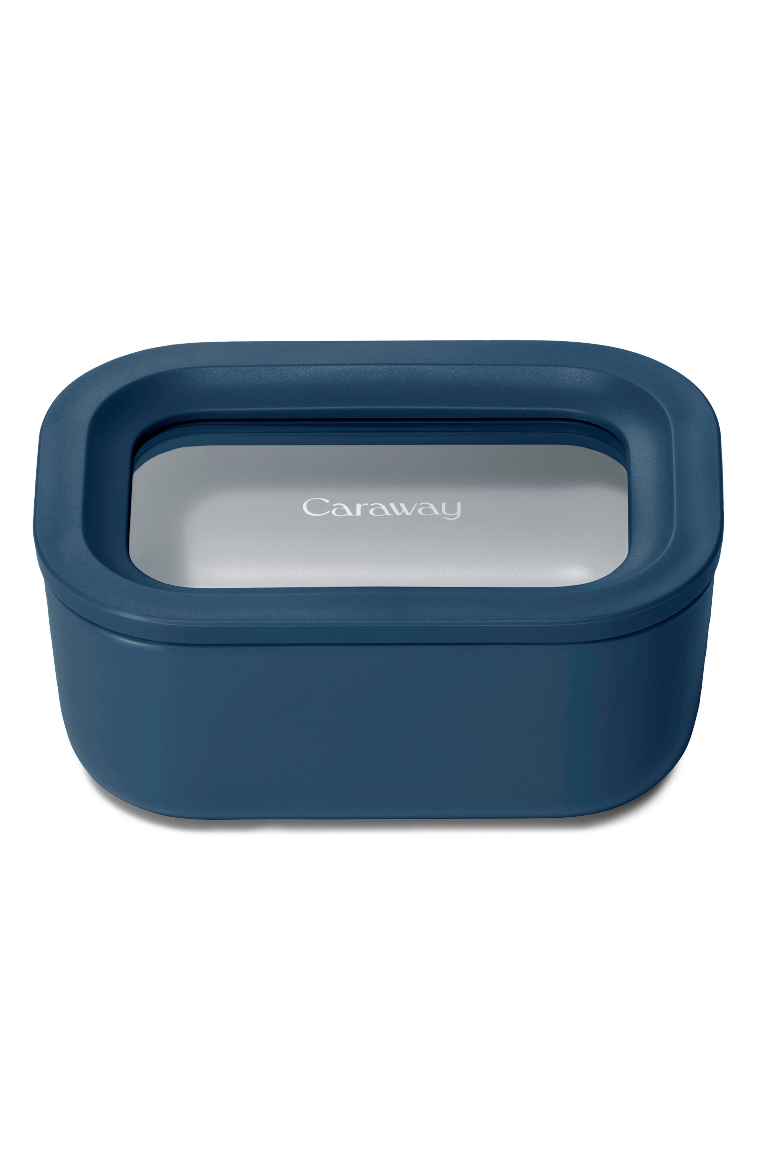CARAWAY Mini Rectangle Glass Food Storage Container in Navy 