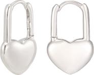 Adornia Silver Drop Heart Huggie Earrings
