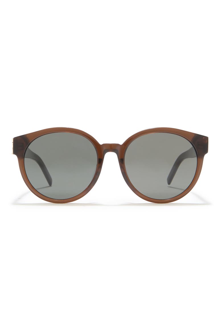 55mm Modified Round Sunglasses, Main, color, BROWN BROWN GREY