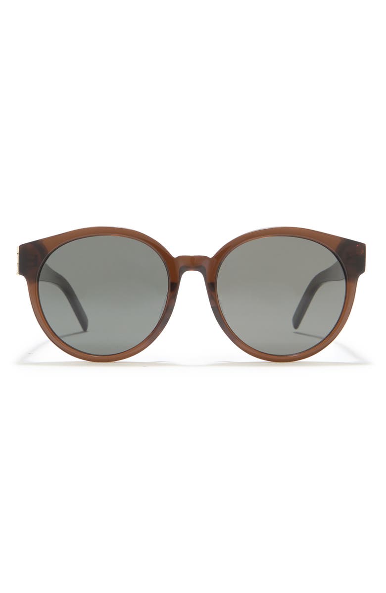 Saint Laurent 55mm Modified Round Sunglasses, Main, color, Brown Brown Grey