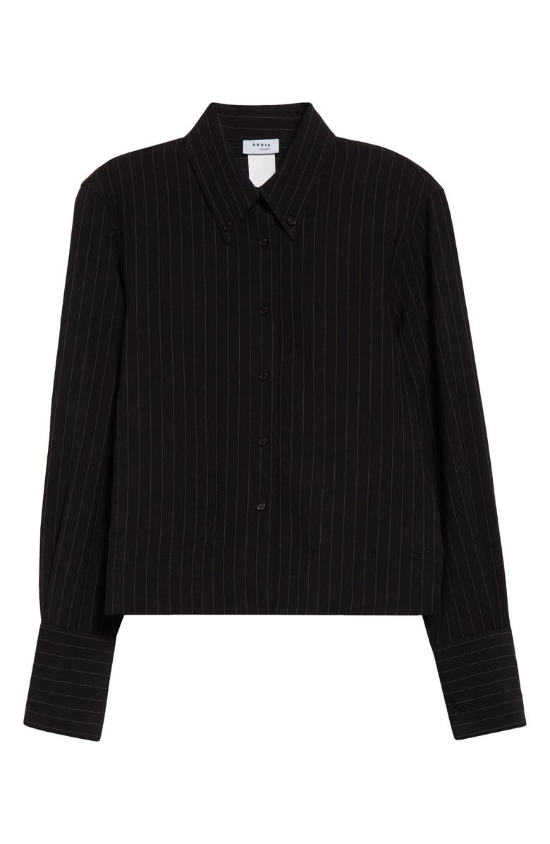 Akris punto Pinstripe Crepe Crop Button-Down Shirt, Alternate, color,