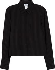Akris punto Pinstripe Crepe Crop Button-Down Shirt