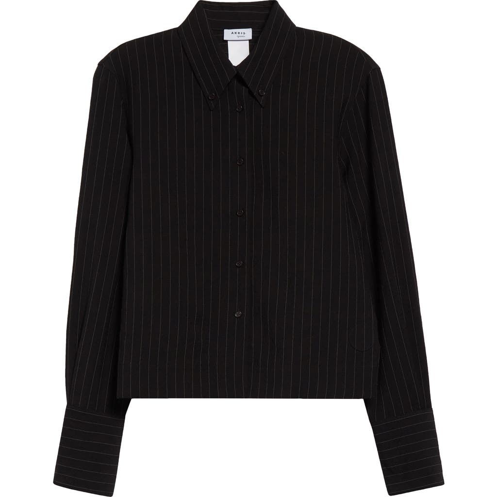 AKRIS PUNTO AKRIS PUNTO PINSTRIPE CREPE CROP BUTTON-DOWN SHIRT