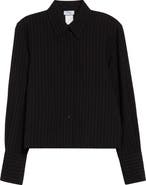 Akris punto Pinstripe Crepe Crop Button-Down Shirt